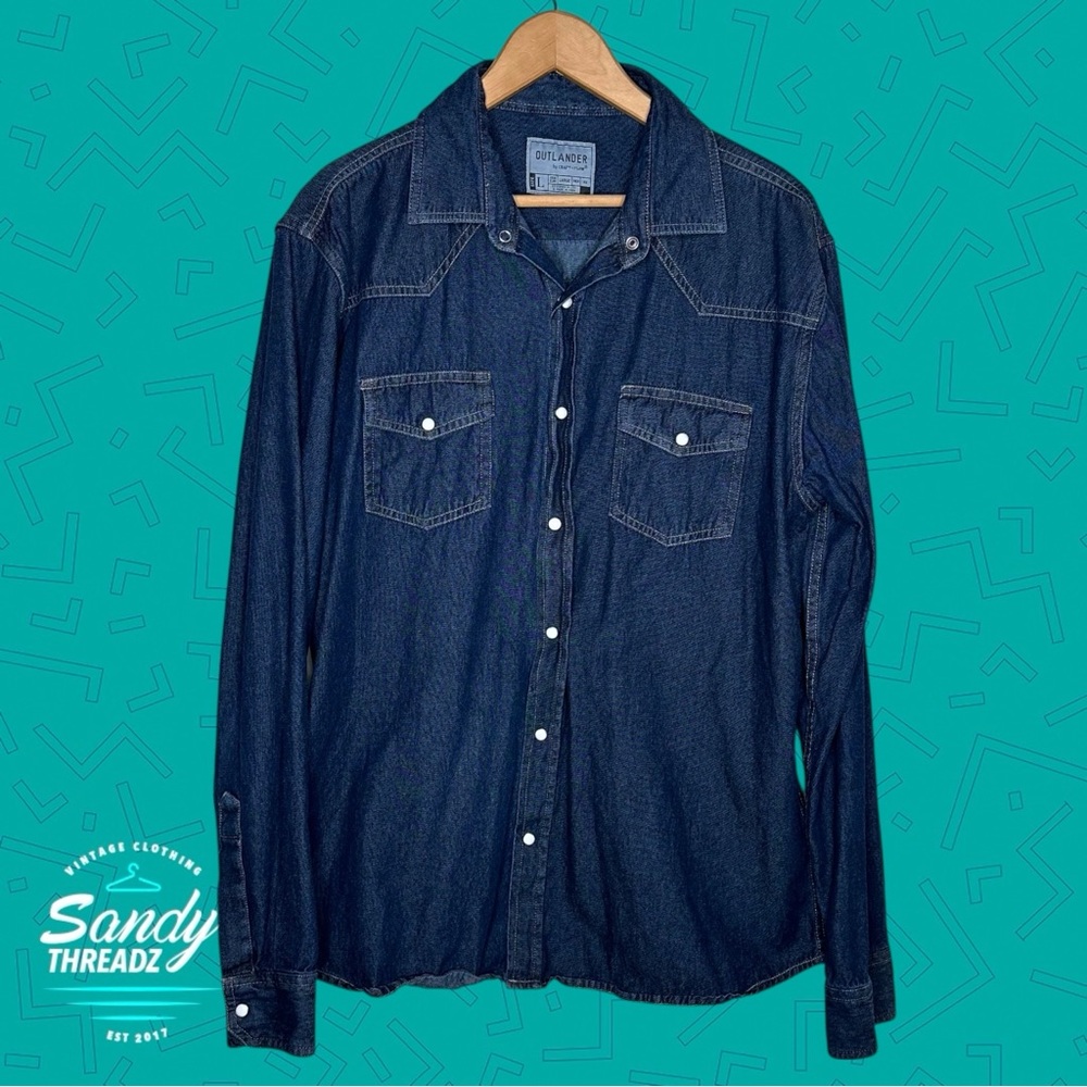 Outlander Western Denim Pearl Snap Shirt - Picture 3 of 8